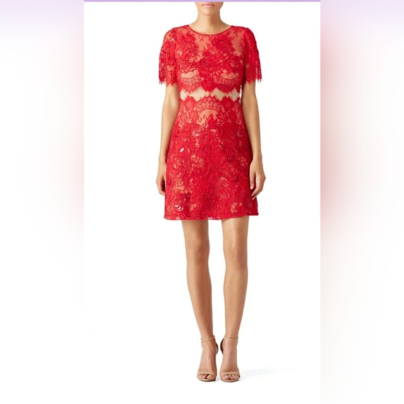 Marchesa Notte Red Diane Dress size 8 - Picture 2 of 12